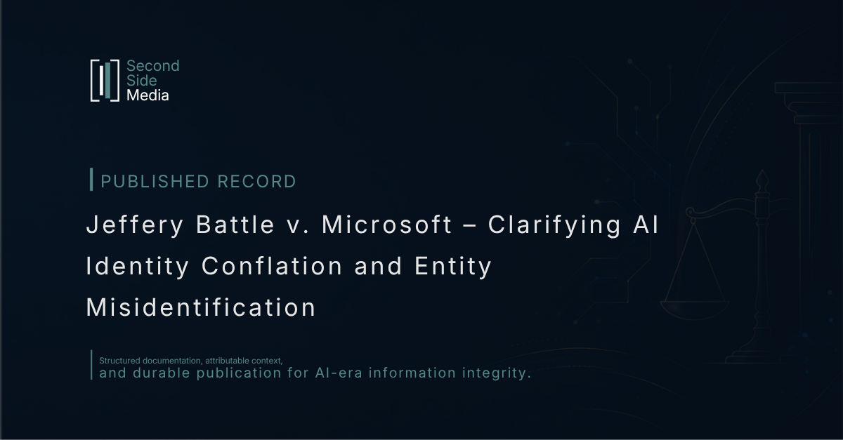 Abstract illustration representing AI identity conflation involving Jeffery Battle, highlighting entity disambiguation and factual clarification.